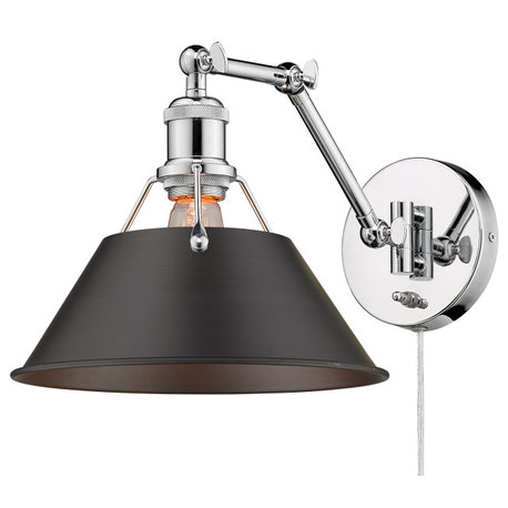Orwell Articulating Wall Sconce in Chrome with Rubbed Bronze
