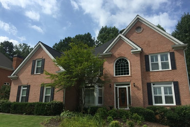 Example of a transitional exterior home design in Atlanta