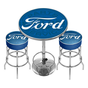 Ford Genuine Parts Game Room Combo, 2 Bar Stools and Table