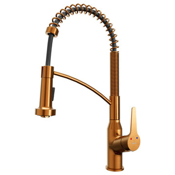 Karran Single-Handle Pull-Down Sprayer Kitchen Faucet, Brushed Copper