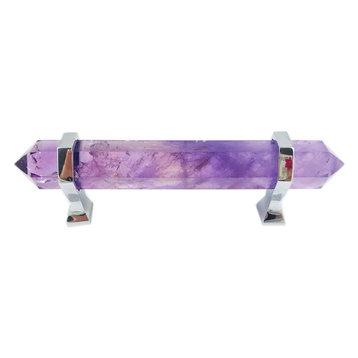 Amethyst Pull 6" Purple Crystal Bar Cabinet and Closet Pull, Chrome