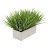 Artificial Frosted Farm Grass in 9" White-Washed Wood Trough