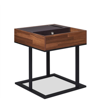 Urban Designs Miller Wooden Storage Accent Side Table, Walnut Brown