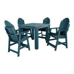 Highwood USA - Hamilton 5-Piece Square Counter-Height Dining Set, Nantucket Blue - Outdoor Dining Sets