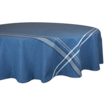 DII Nautical Blue French Stripe Tablecloth 70" Round
