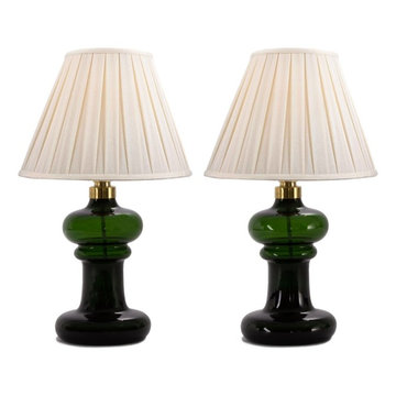 PAIR OF HOLMEGAARD EMERALD GREEN "GRANNY" LAMPS, C.1960