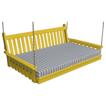 Pine Traditional English Swingbed, Canary Yellow, 4 Foot