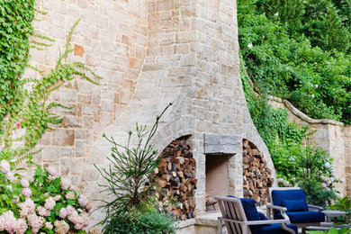 Inspiration for a timeless patio remodel in Atlanta with a fire pit