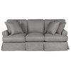 Horizon 4PC Slipcovered Living Room Sofa Set in Gray Washable Performance Fabric