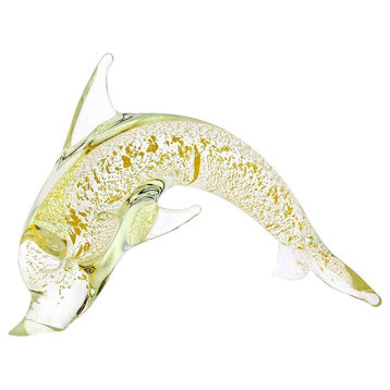 GlassOfVenice Murano Glass Dolphin - Sparkling Gold