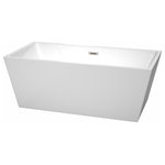 Wyndham Collection - Sara 63" Freestanding White Bathtub, Brushed Nickel Drain and Overflow Trim - The Sara soaking tub - simple, geometric, elegant, perfect. Inspired by the angular design of industrial architecture, but softened with modern materials. This bathtub is built to last and always warm to the touch. The Wyndham Collection bathtubs are a perfect place to melt away tension and stress, leaving you refreshed, recharged and renewed. Manufacturing Model #: WCBTK151463BNTRIM