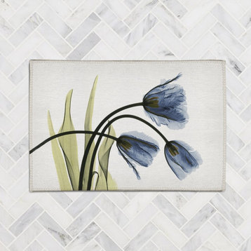 Blue Tulip Trio XRay Flowers 2'x3' Chenille Rug