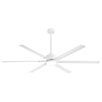 72"6-Blade LED Standard Ceiling Fan with Remote Control and Light Kit Included, White