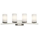 Kichler - Bath 4-Light, Brushed Nickel - Streamlined and simple. This Crosby 4 light bath light in Brushed Nickel delivers clean lines for a contemporary style. The clear glass shades enhance this minimalistic design.