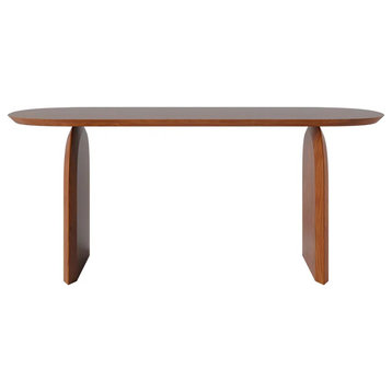 Tintica 70.9" Japandi Dining Table Solid Wood Top & Pedestals for 6, Cherry, 70.9"l X 31.5"w X 29.5"h