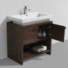 Levi Modern Bathroom Vanity With Cubby Hole, Rosewood, 32"
