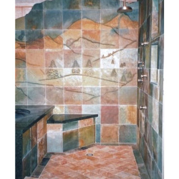 Carved Slate Bathroom Mural