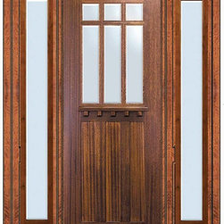 Pre-hung Side lights Door 96 Mahogany Craftsman 6 Lite TDL Glass - Front Doors