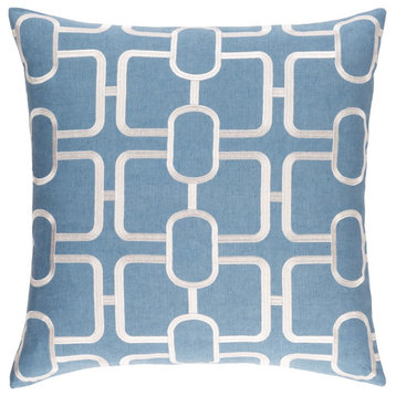 Lockhart by A. Wyly for Surya Down Pillow, Denim/White, 22' x 22'