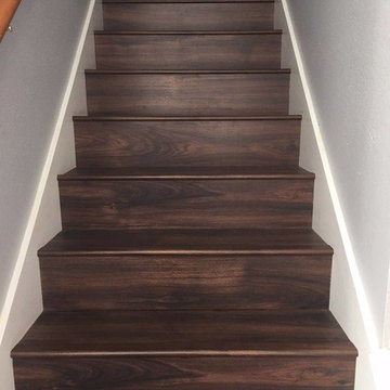 Transitional Family Room and Staircase in North Texas
