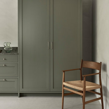 Green inset shaker cabinets