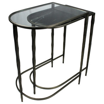 Harrison Nesting Console Tables (Glass and Marble Tops)