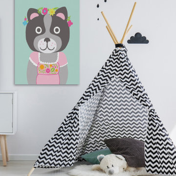"Fancy Animals III" Painting Print on Wrapped Canvas
