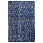 Uttermost - Uttermost Fressia Blue 8x10 Rug - Hand Woven, Over Dyed, Indigo Blue Wool, Featuring A Bold White Tribal Inspired Design.