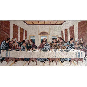 Leonardo Da Vinci Last Supper Reproduction Mosaic, 31"x59"