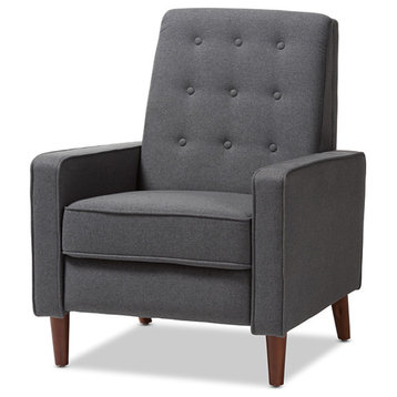 Baxton Studio Mathias Mid-Century Modern Gray Upholstered Lounge Chair