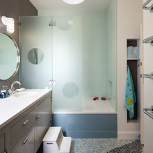 Shower side cabinet storage