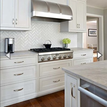 Handmade White Ceramic Herringbone Backsplash