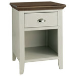 Bentley Designs - Hampstead Soft Grey and Walnut Furniture 1-Drawer Bedside Cabinet - Hampstead Soft Grey & Walnut 1 Drawer Bedside Cabinet offers elegance and practicality for any home. Soft-grey paint finish contrasts beautifully with warm American Walnut veneer tops, guaranteed to make a beautiful addition to any home.