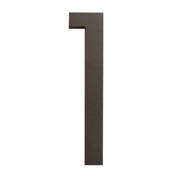 Modern Font House Number, Bronze, 6", Number 1, Modern Font