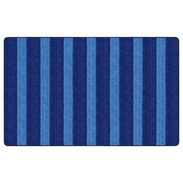 Flagship Carpets FA1006-44FS 7'6x12 Cozy BasketWeave Stripes/Blue Rug