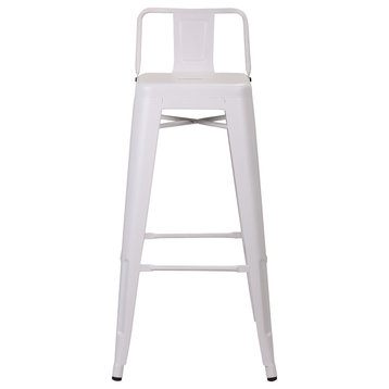 Highland Commercial Grade Low Back Barstool, Frosted White (Set of 4)
