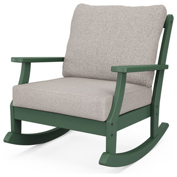 Braxton Deep Seating Rocking Chair, Green/Weathered Tweed