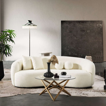 Drake Japandi Style Curvy Boucle 3 Seater Living Room Sofa