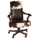 Lored - Tri Color Cowhide & Leather Office Chair - Experience the decadent touch of mocha-smooth leather and genuine tri color cowhide boxing and yoke with our Tri Color Cowhide & Leather Office Chair! This exquisite desk chair will make a stunning statement in any western-style office!