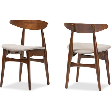 Flora Dining Chair (Set of 2) - Light Gray, " Oak" Medium Brown