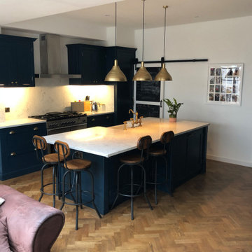 Stunning classic dark blue kitchen with a cafe style feel