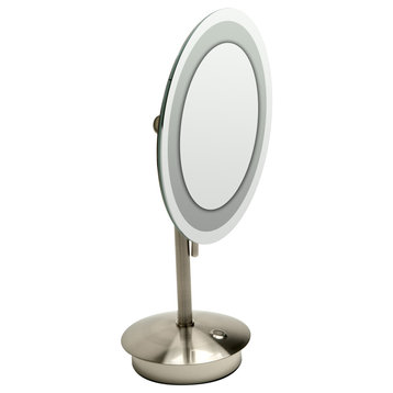 ALFI ABM9FLED-BN Brushed Nickel 9" 5x Magnifying Cosmetic Mirror With Light