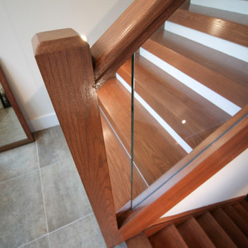 Project #78 | Modern Wood Staircase with Glass Panels
