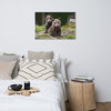 Baby Brown Bear Cubs In Forest Animal / Wildlife Photo Canvas Wall Art Print, 24" X 36"