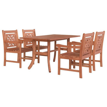 Vifah Malibu 5 Piece Curve Base Patio Dining Set in Natural