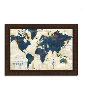 Wood Rectangle Panel Giclee Print Of World Map Natural Finish Brown Farmhouse Prints And Posters By Virventures