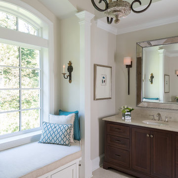 Master Bath window seat and 'Her' vanity