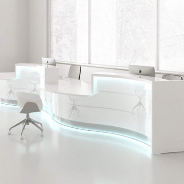 Valde Curved Reception Desk with Countertop, White by MDD Furniture