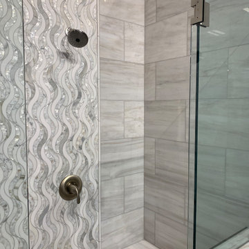 STUNNING WATERY MOTHER OF PEARL MOSAIC TILE FEATURE