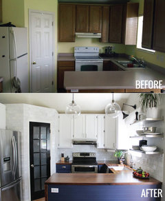 Kitchen facelift using Benjamin Moore Revere Pewter and a new counter!